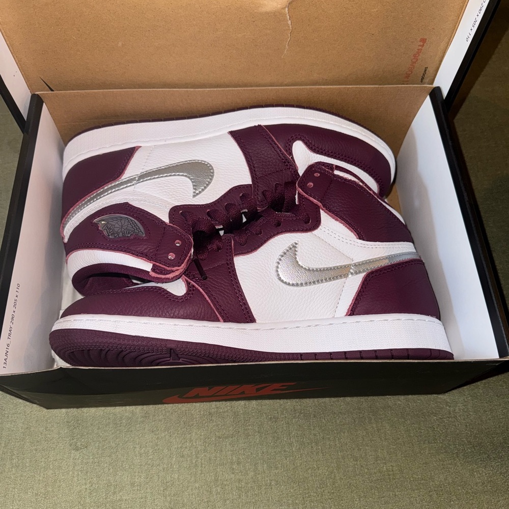 Nike Maroon and White High-Top Sneakers
